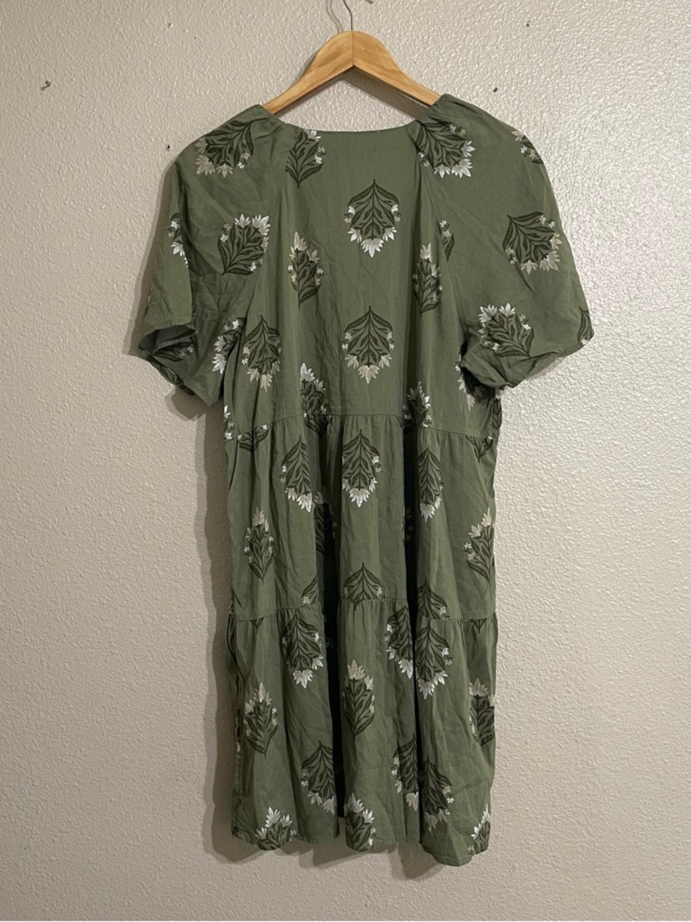 Old Navy Olive Green Floral V-Neck Tiered Mini Dress - Picture 6 of 11